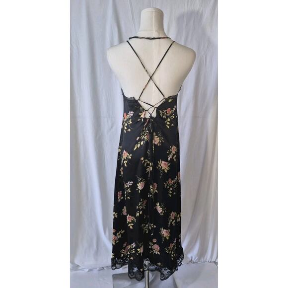 New R13 Womens Black Floral 100% Silk Lace Back Slip Midi Dress Small - Picture 8 of 13